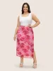 Floral Mesh Split Side Cropped Skirt sold by Bloomchic