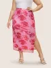 Floral Mesh Split Side Cropped Skirt sold by Bloomchic