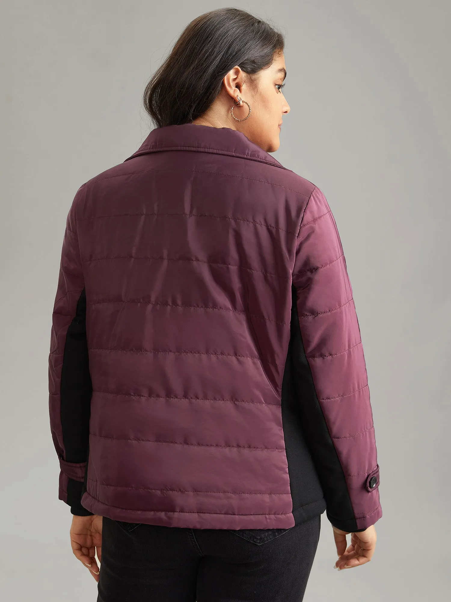 Solid Zipper Patchwork Padded Jacket sold by Bloomchic product image thumbnail 2