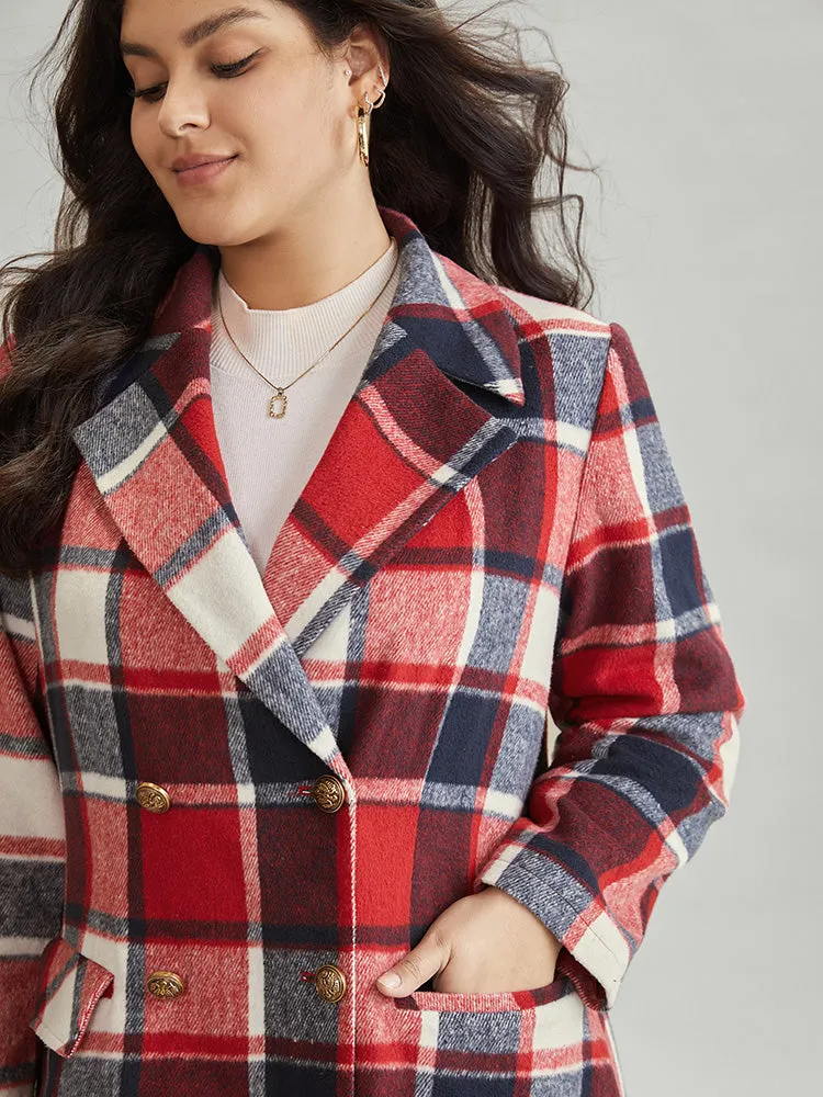 Plaid Double Breasted Lapel Collar Flap Pocket Coat sold by Bloomchic product image thumbnail 4