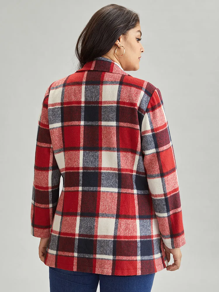 Plaid Double Breasted Lapel Collar Flap Pocket Coat sold by Bloomchic product image thumbnail 2