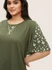 Ditsy Floral Patchwork Round Neck T-shirt sold by Bloomchic