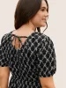 U Neck Geometric Tie Knot Puff Sleeve Dress sold by Bloomchic
