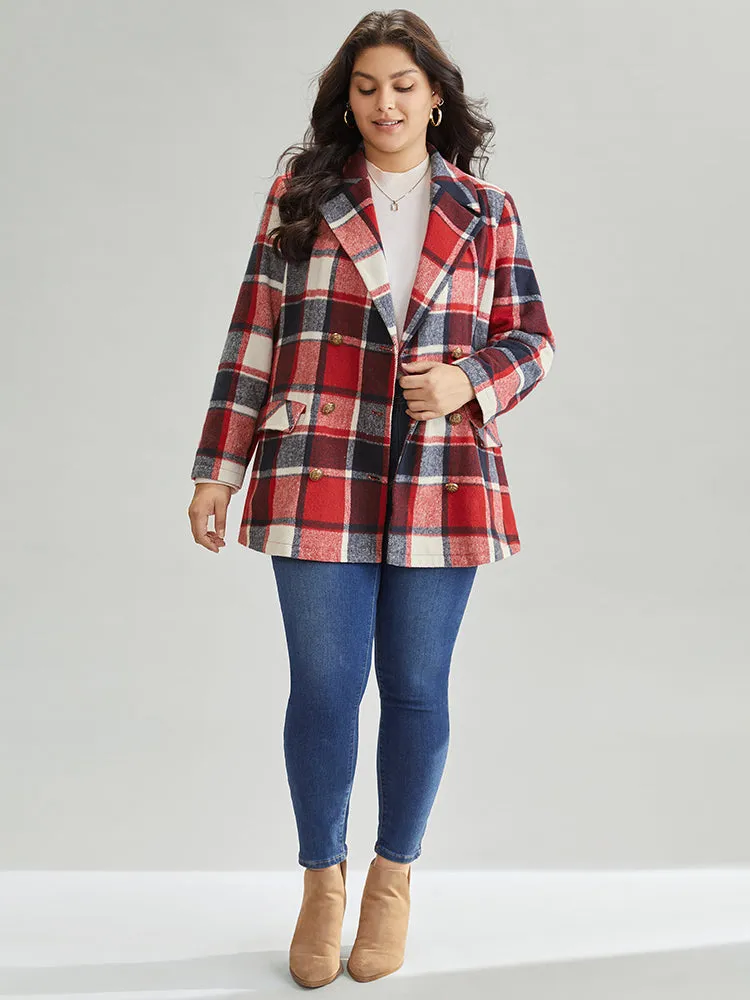 Plaid Double Breasted Lapel Collar Flap Pocket Coat sold by Bloomchic product image thumbnail 3