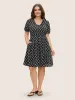 U Neck Geometric Tie Knot Puff Sleeve Dress sold by Bloomchic