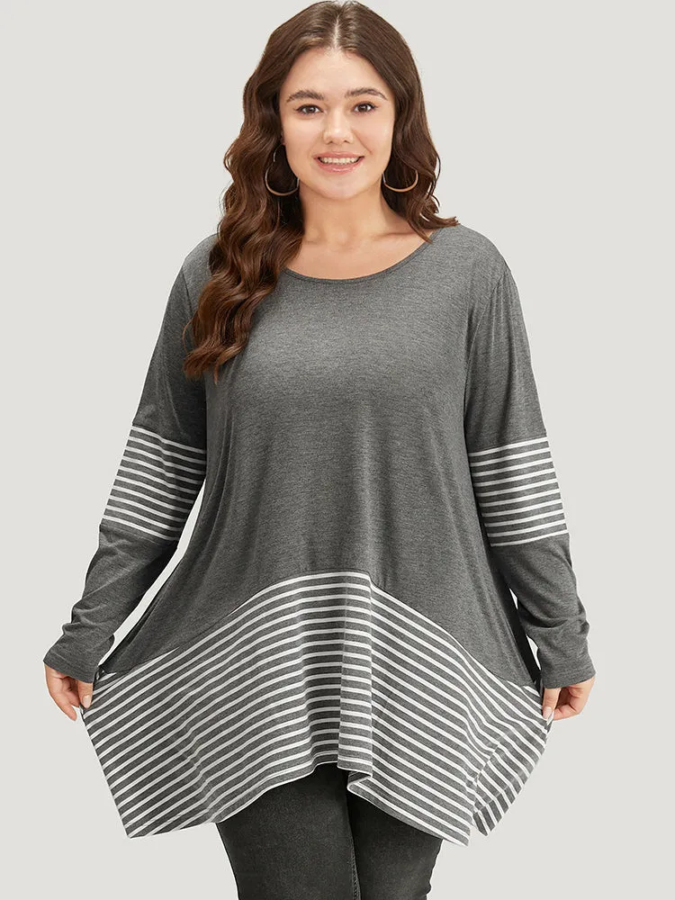 Striped Patchwork Pocket Crew Neck T-shirt sold by Bloomchic product image thumbnail 4