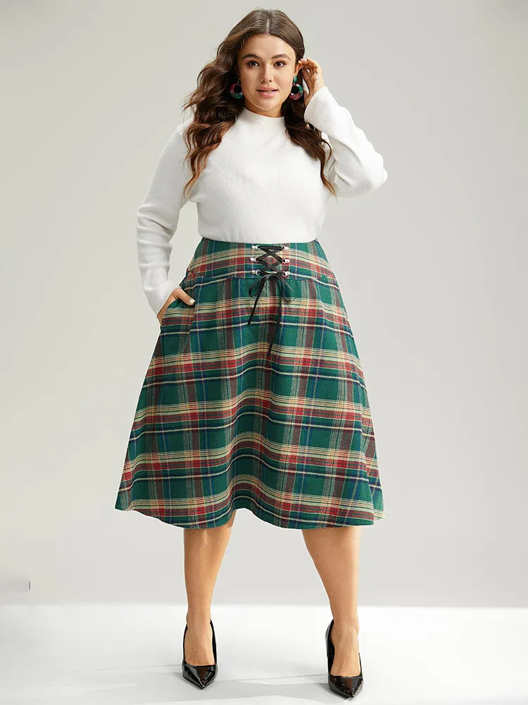 Plaid Lace Up Pocket Cropped Skirt sold by Bloomchic product image thumbnail 4