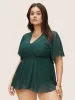Plain Wrap Tiered Mesh Flutter Sleeve Swim Top sold by Bloomchic