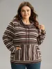 Striped Mock Neck Drawstring Pocket T-shirt sold by Bloomchic