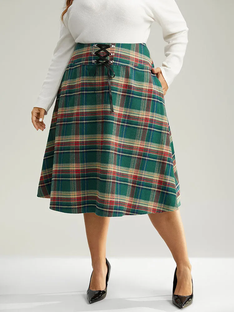 Plaid Lace Up Pocket Cropped Skirt sold by Bloomchic product image thumbnail 5