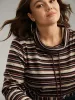 Striped Mock Neck Drawstring Pocket T-shirt sold by Bloomchic