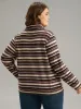 Striped Mock Neck Drawstring Pocket T-shirt sold by Bloomchic