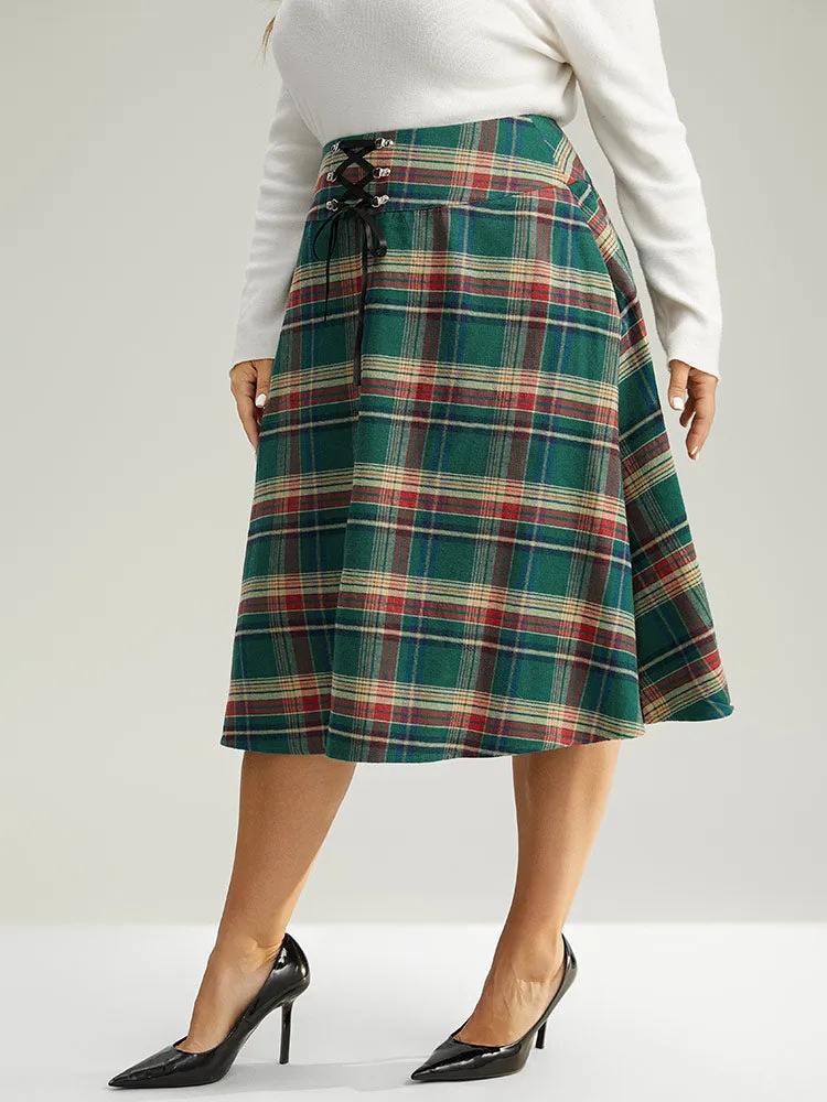Plaid Lace Up Pocket Cropped Skirt sold by Bloomchic product image thumbnail 3