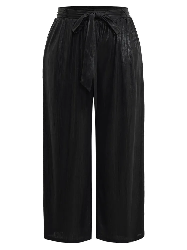 Plain Texture Belted High Rise Wide Leg Pants sold by Bloomchic product image thumbnail 5