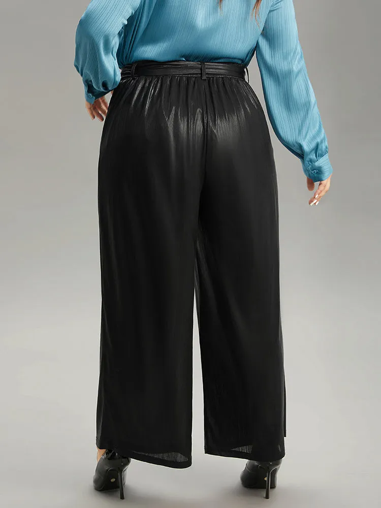 Plain Texture Belted High Rise Wide Leg Pants sold by Bloomchic product image thumbnail 2