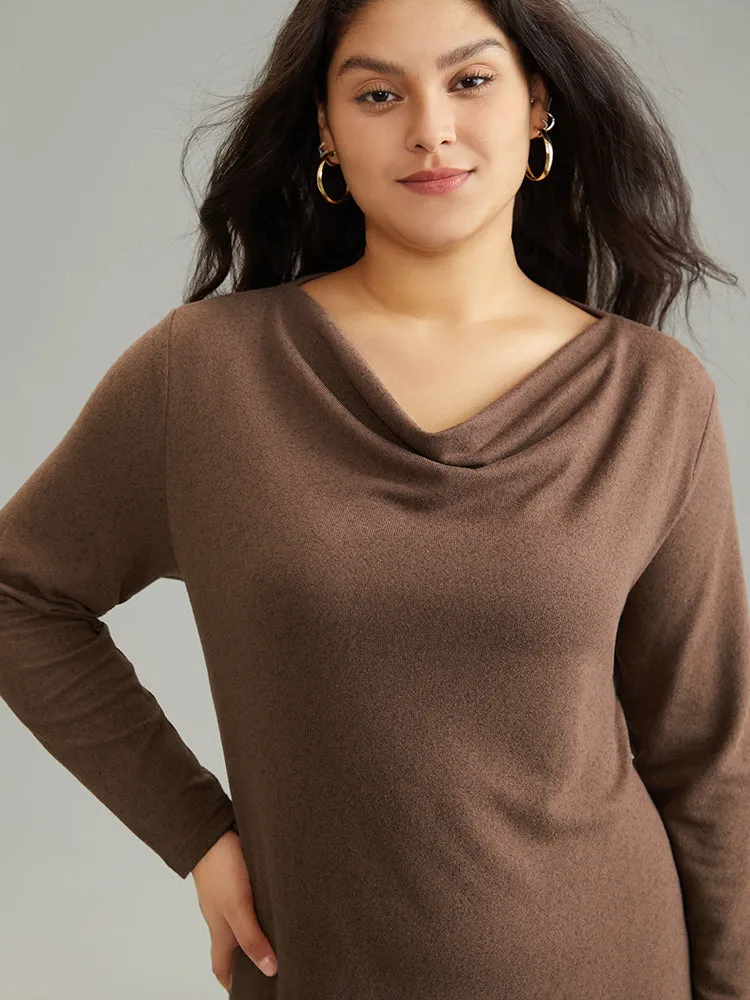 Solid Heather Cowl Neck Knit Dress sold by Bloomchic product image thumbnail 4