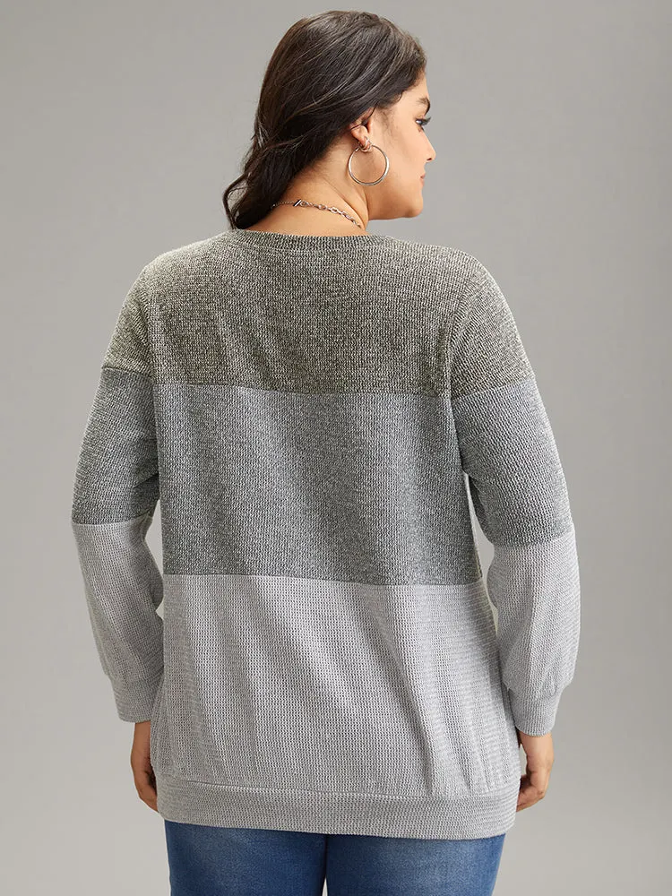 Heather Colorblock Contrast Knit Sweatshirt sold by Bloomchic product image thumbnail 2