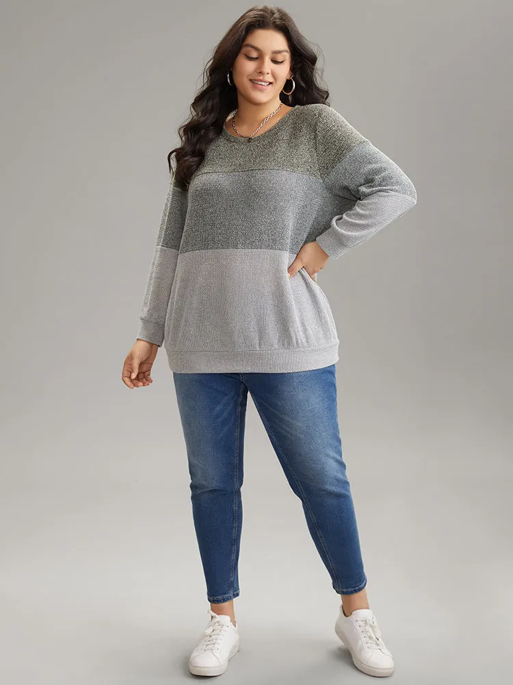 Heather Colorblock Contrast Knit Sweatshirt sold by Bloomchic product image thumbnail 3