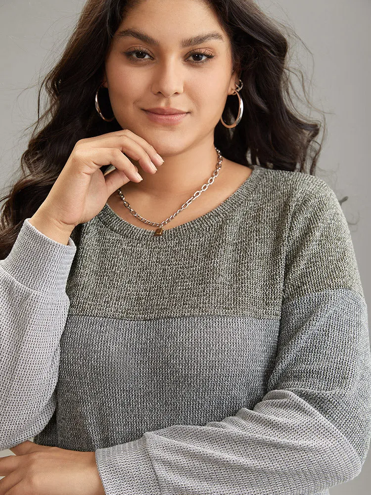 Heather Colorblock Contrast Knit Sweatshirt sold by Bloomchic product image thumbnail 4