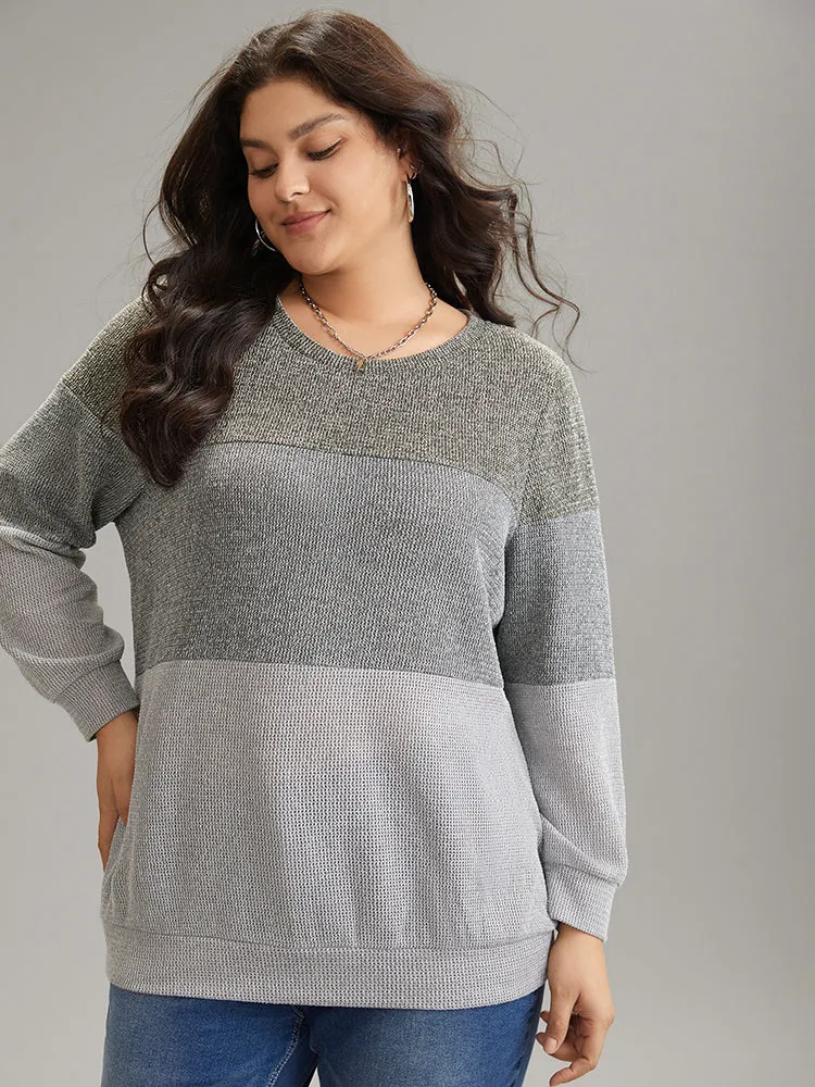 Heather Colorblock Contrast Knit Sweatshirt sold by Bloomchic