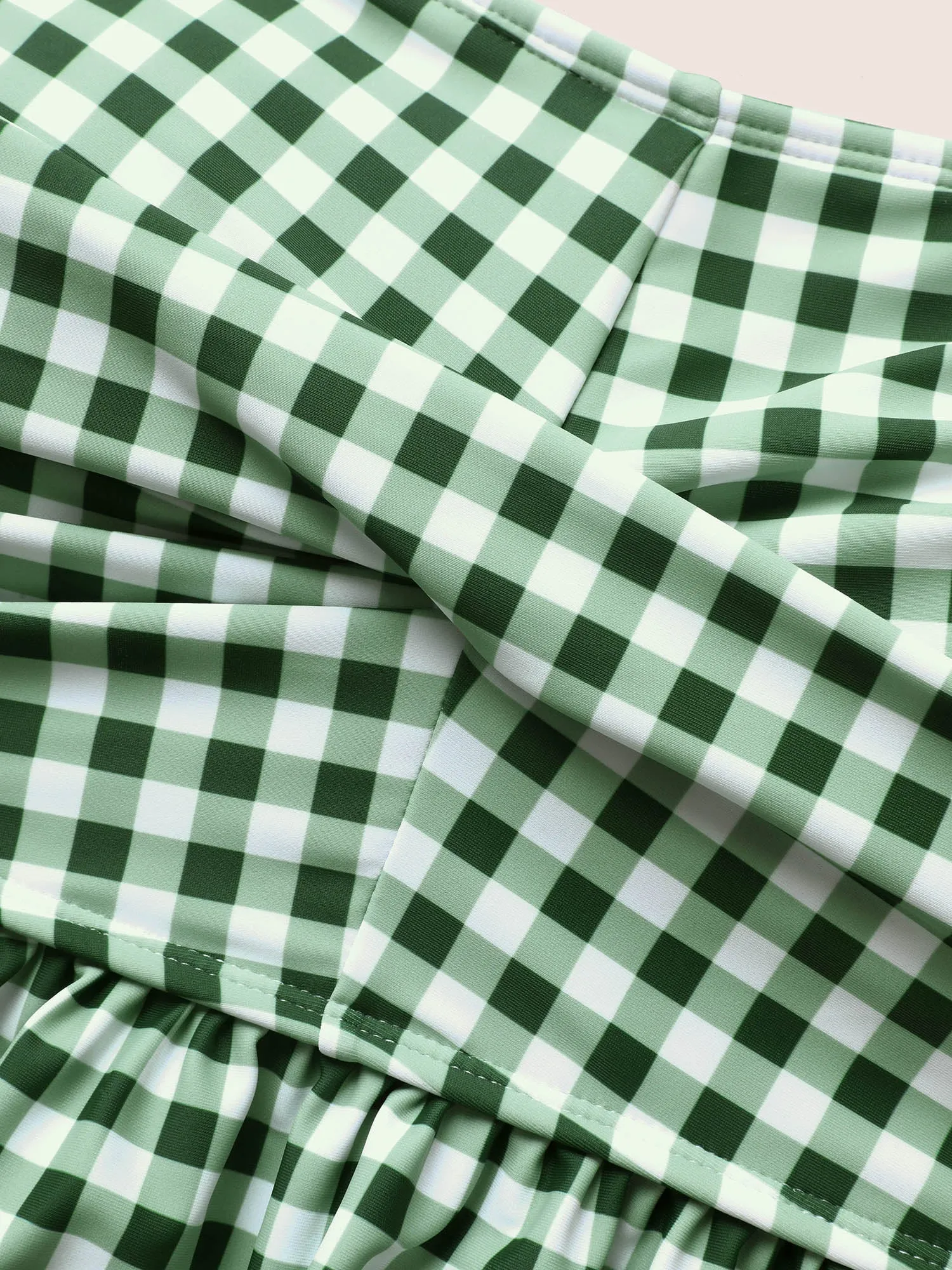 Gingham Twist Front Adjustable Straps Swim Top sold by Bloomchic product image thumbnail 4