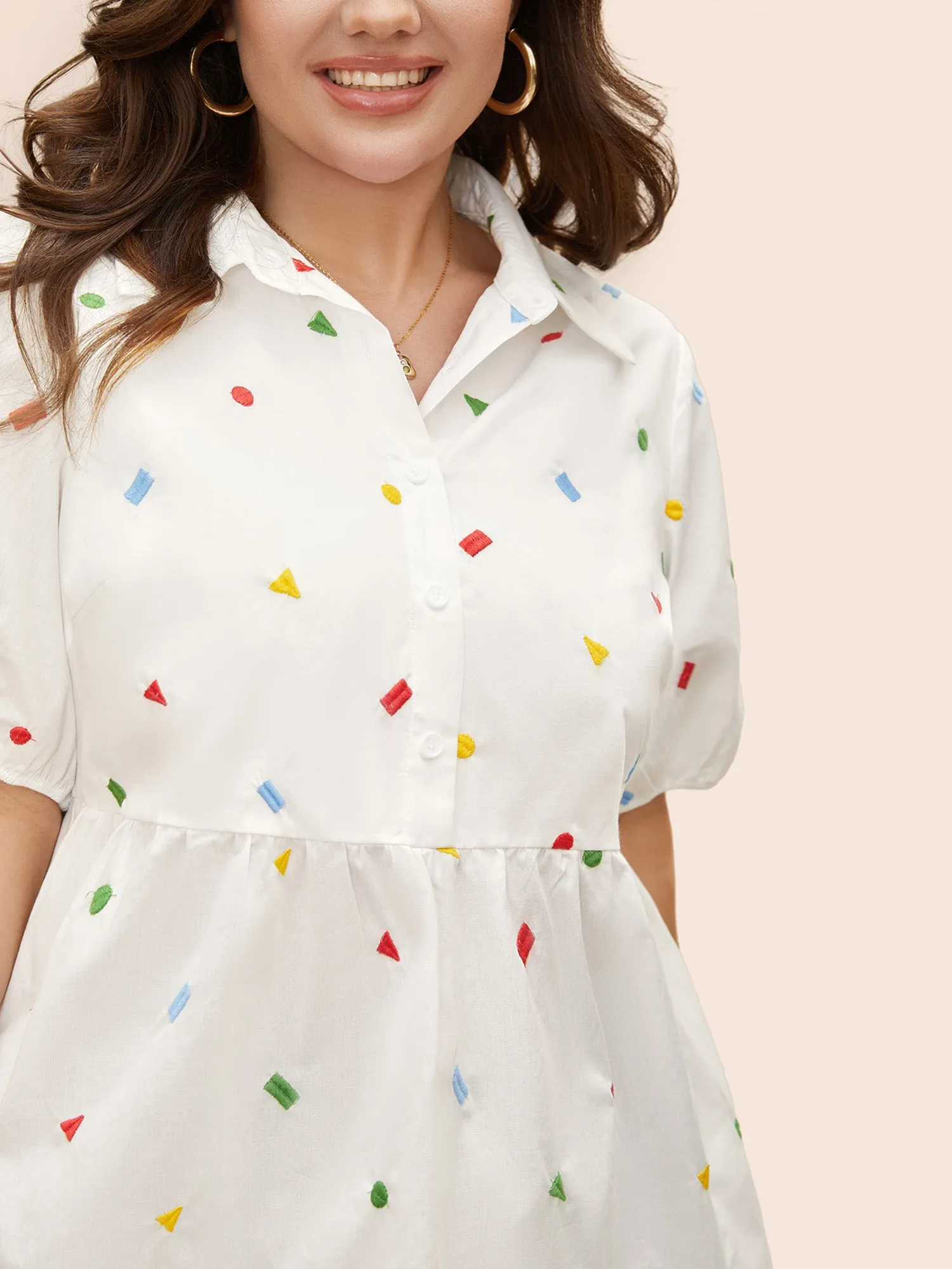 Cotton Geometric Embroidery Tunic Blouse sold by Bloomchic product image thumbnail 3