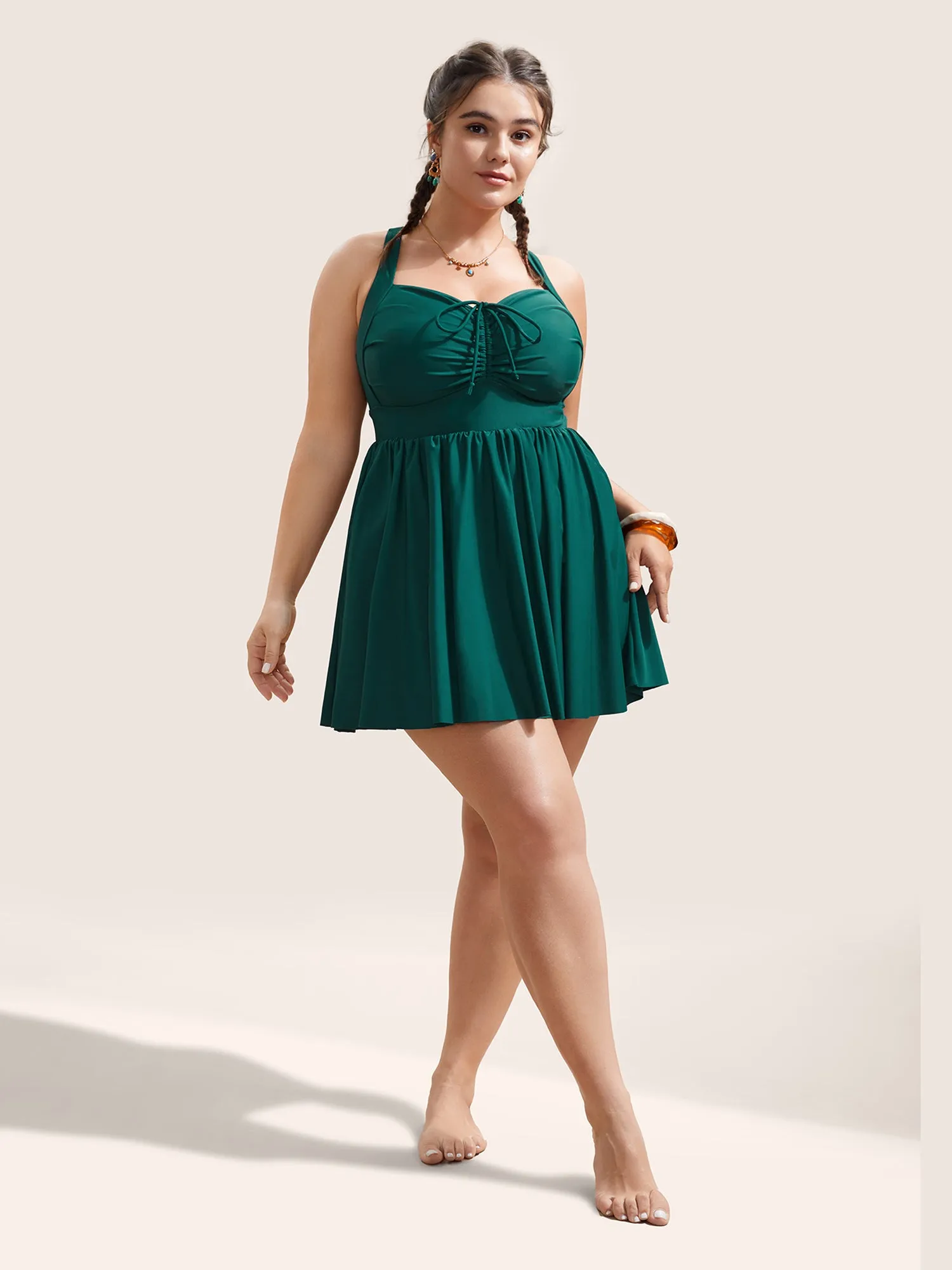 Solid Pocket Ruched Drawstring Swim Dress sold by Bloomchic product image thumbnail 4