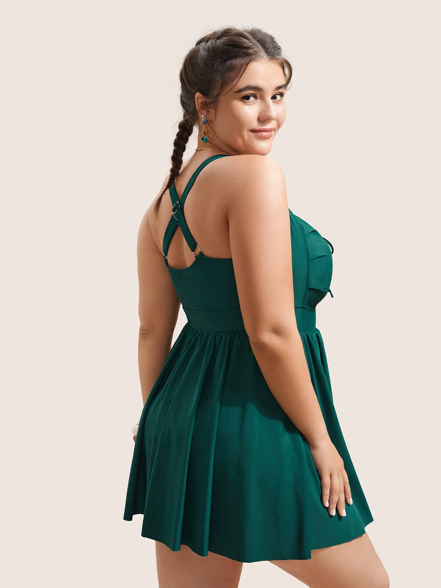 Solid Pocket Ruched Drawstring Swim Dress sold by Bloomchic product image thumbnail 2