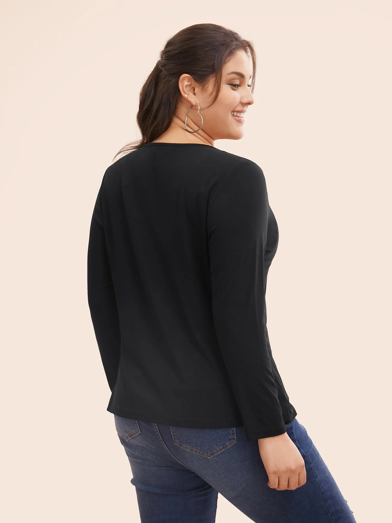 Supersoft Essentials Button Up Rib Knit T-shirt sold by Bloomchic product image thumbnail 4