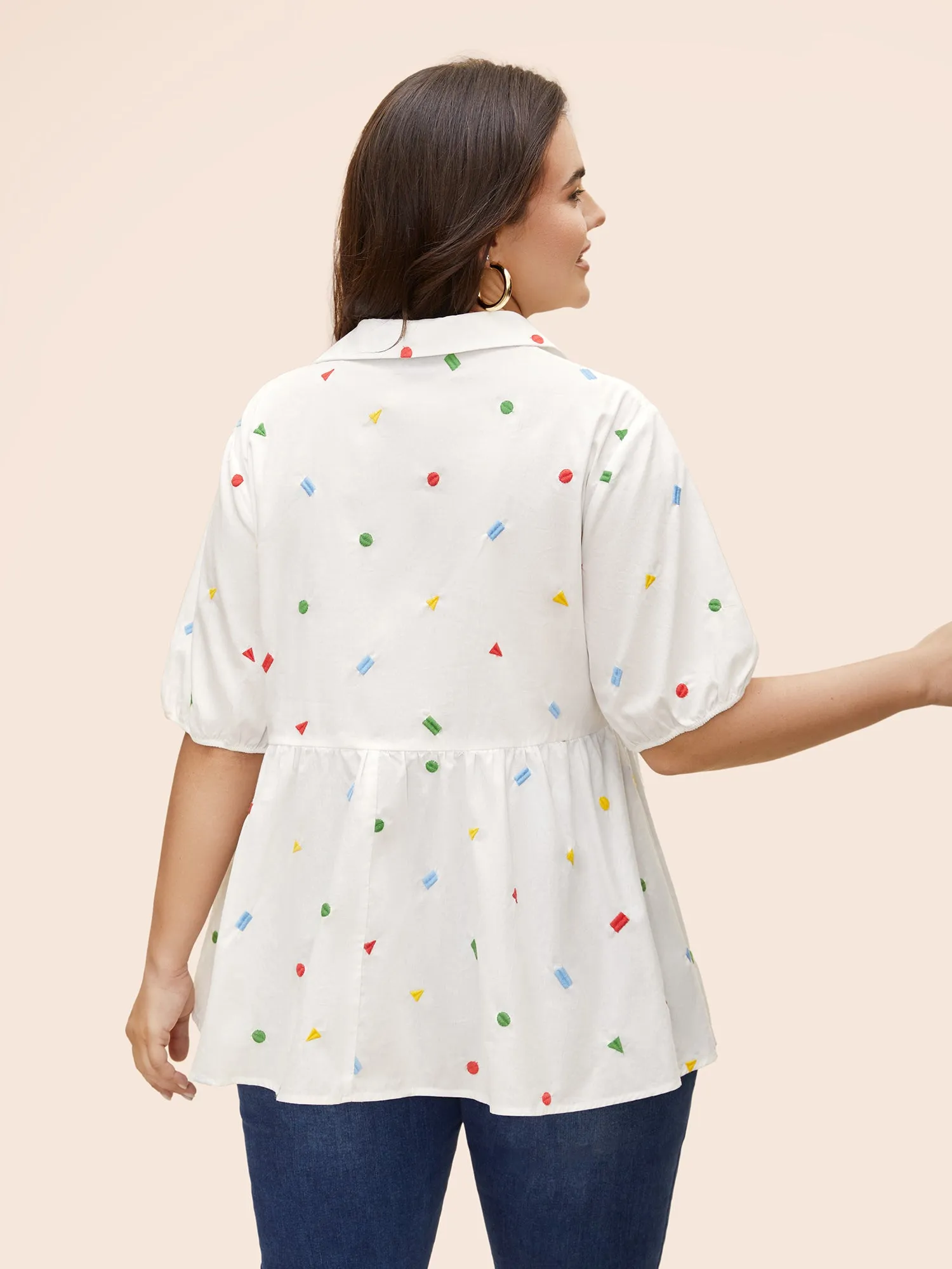 Cotton Geometric Embroidery Tunic Blouse sold by Bloomchic product image thumbnail 4