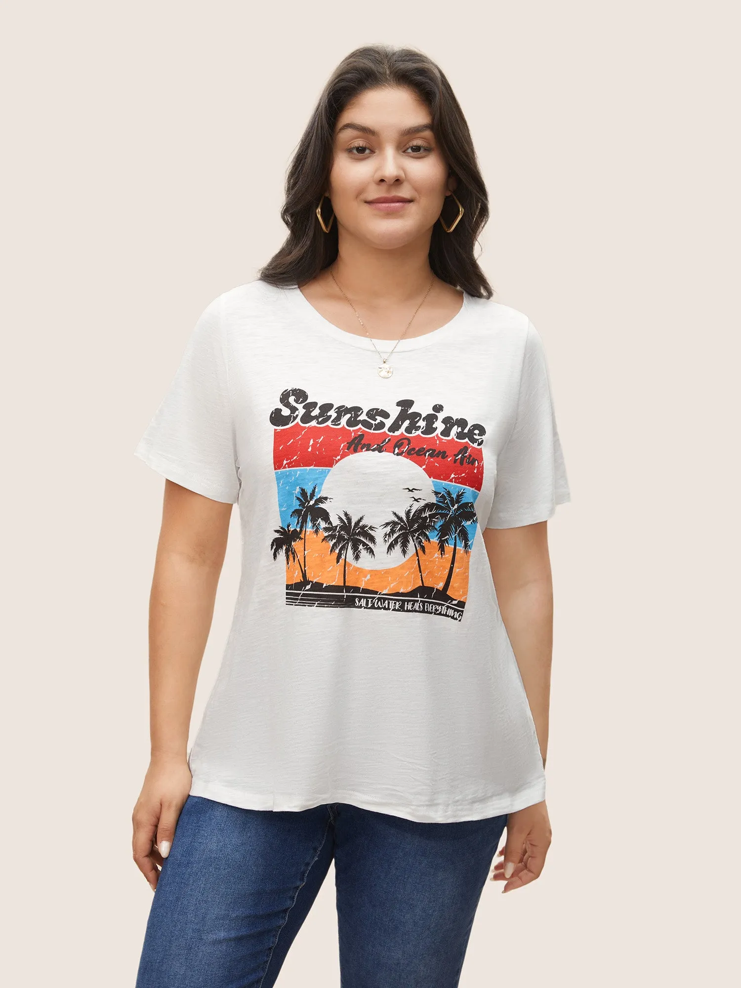 Vacation Graphic Round Neck T-shirt sold by Bloomchic