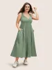 Surplice Neck Patched Pocket Maxi Dress sold by Bloomchic