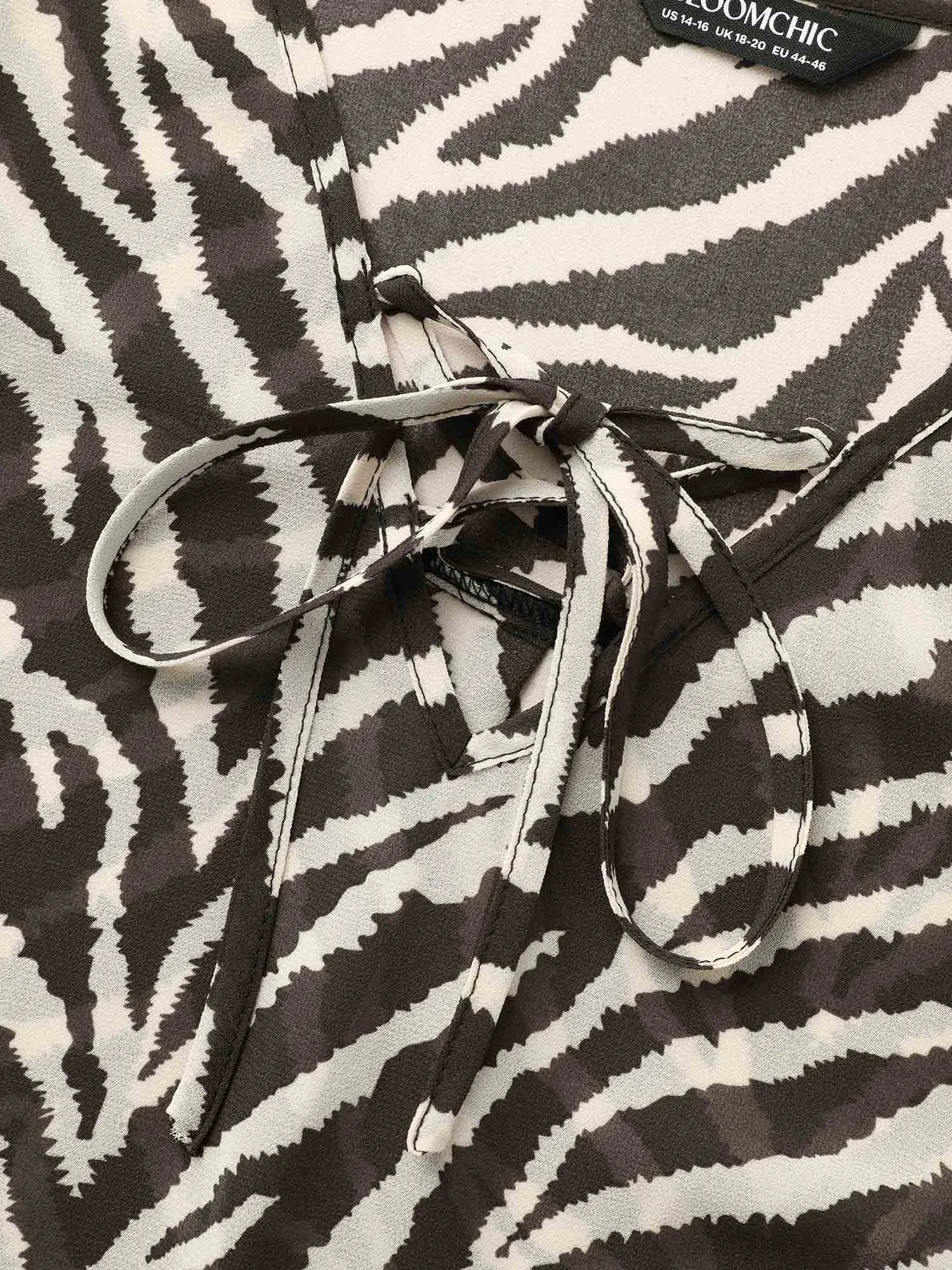 Zebra Print Lace Up Split Hem Blouse sold by Bloomchic product image thumbnail 5
