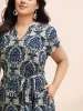 Boho Print Cap Sleeve Belted Dress sold by Bloomchic