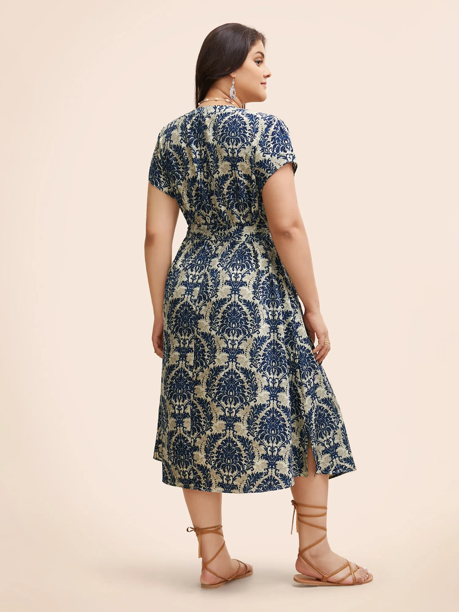 Boho Print Cap Sleeve Belted Dress sold by Bloomchic product image thumbnail 3