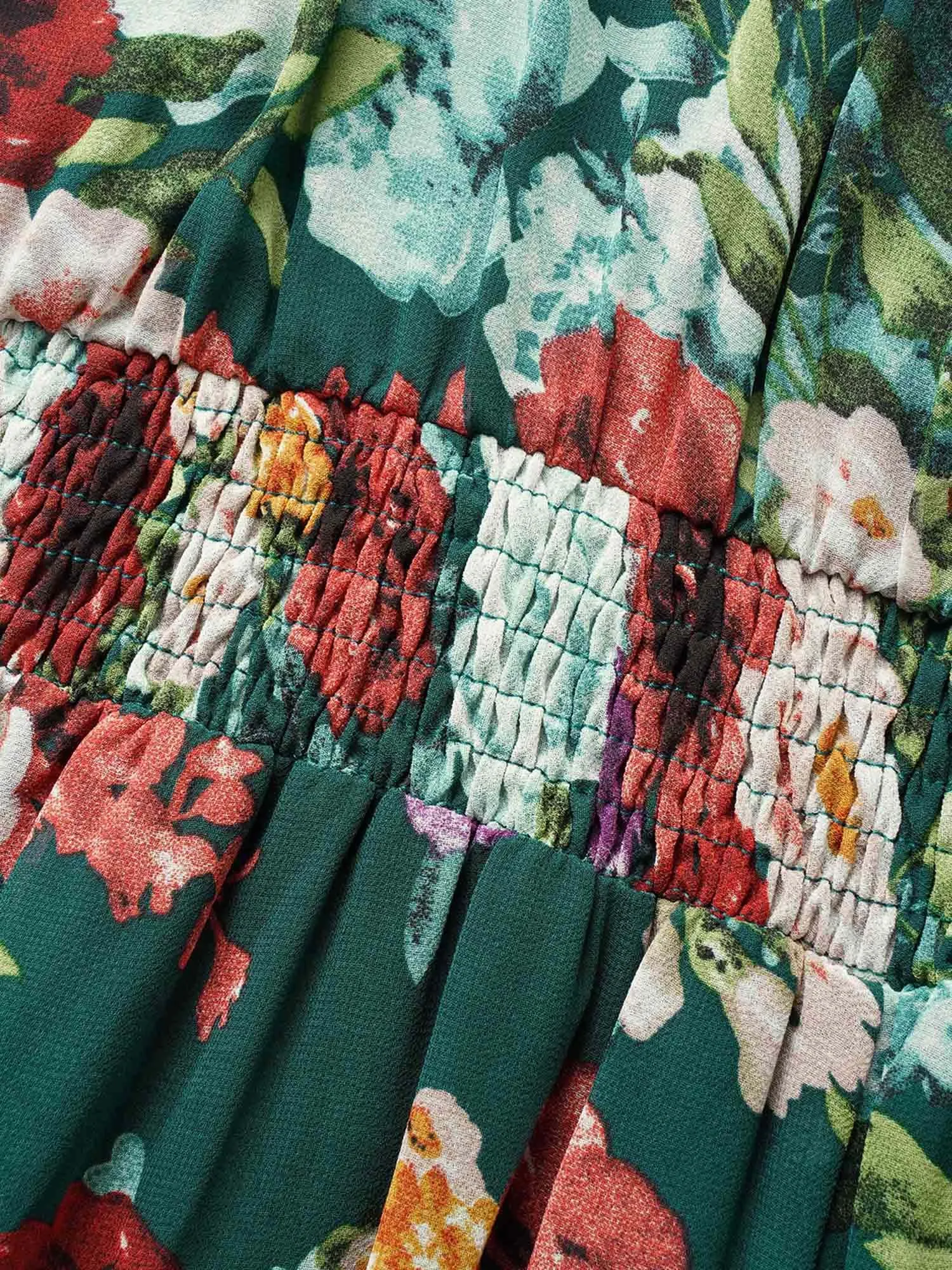 V Neck Chiffon Floral Dolman Sleeve Dress sold by Bloomchic product image thumbnail 5