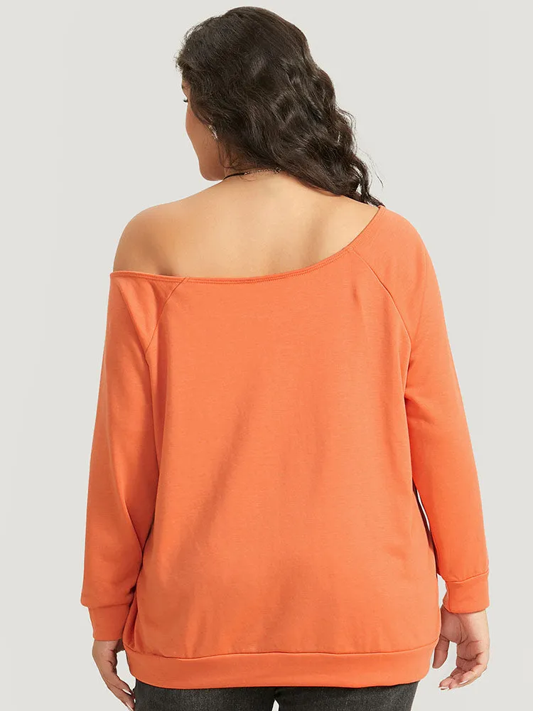 Halloween Print One Shoulder Raglan Sleeve Sweatshirt sold by Bloomchic product image thumbnail 2