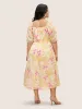 Watercolor Floral Cross Straps Gathered Dress sold by Bloomchic