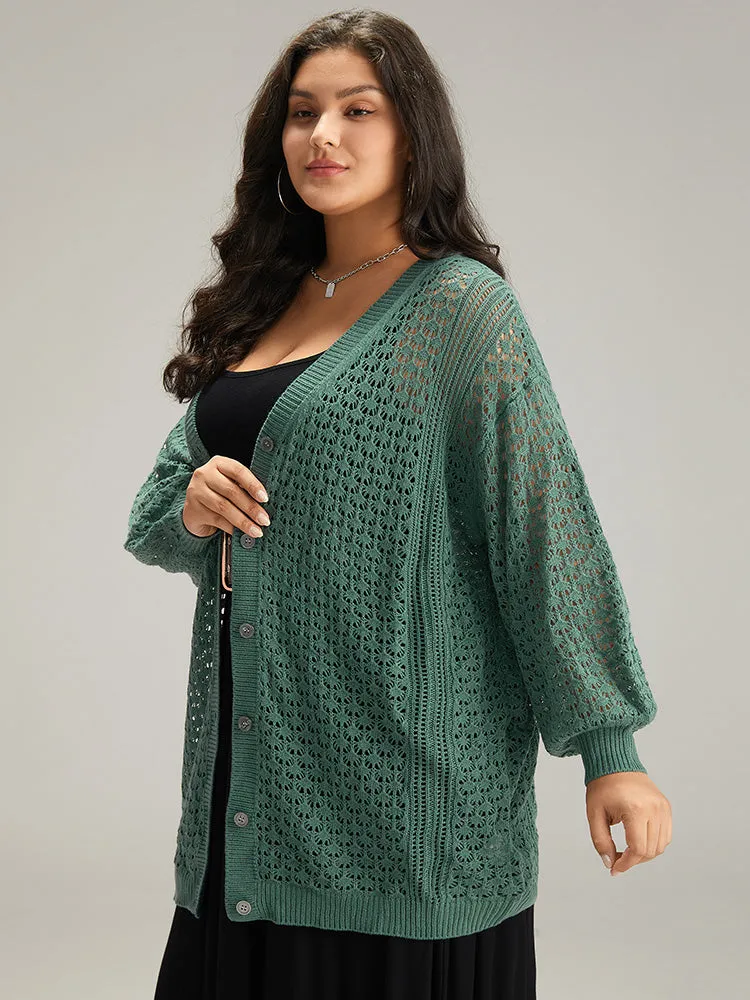 Solid Hollow Out Button Through Cardigan sold by Bloomchic product image thumbnail 3