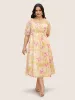 Watercolor Floral Cross Straps Gathered Dress sold by Bloomchic
