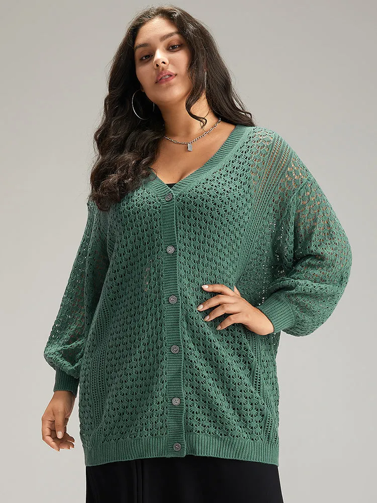 Solid Hollow Out Button Through Cardigan sold by Bloomchic product image thumbnail 4