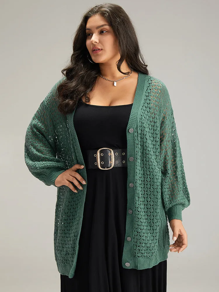 Solid Hollow Out Button Through Cardigan sold by Bloomchic