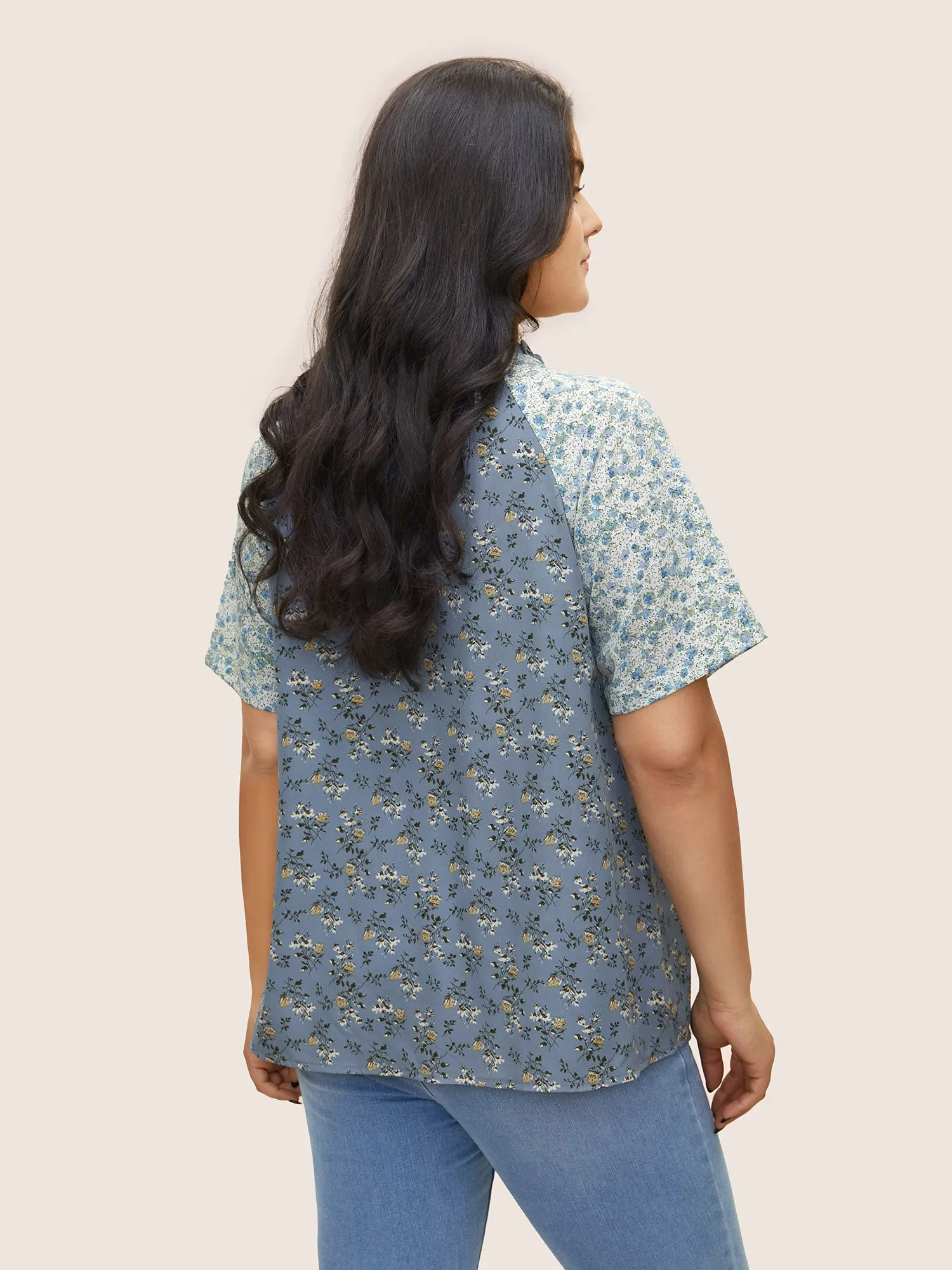 Ditsy Floral Ruffles Lace Patchwork Ties Blouse sold by Bloomchic product image thumbnail 5