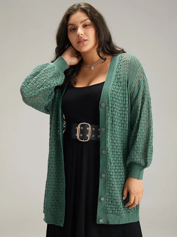 Solid Hollow Out Button Through Cardigan sold by Bloomchic product image thumbnail 5