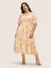 Watercolor Floral Cross Straps Gathered Dress sold by Bloomchic