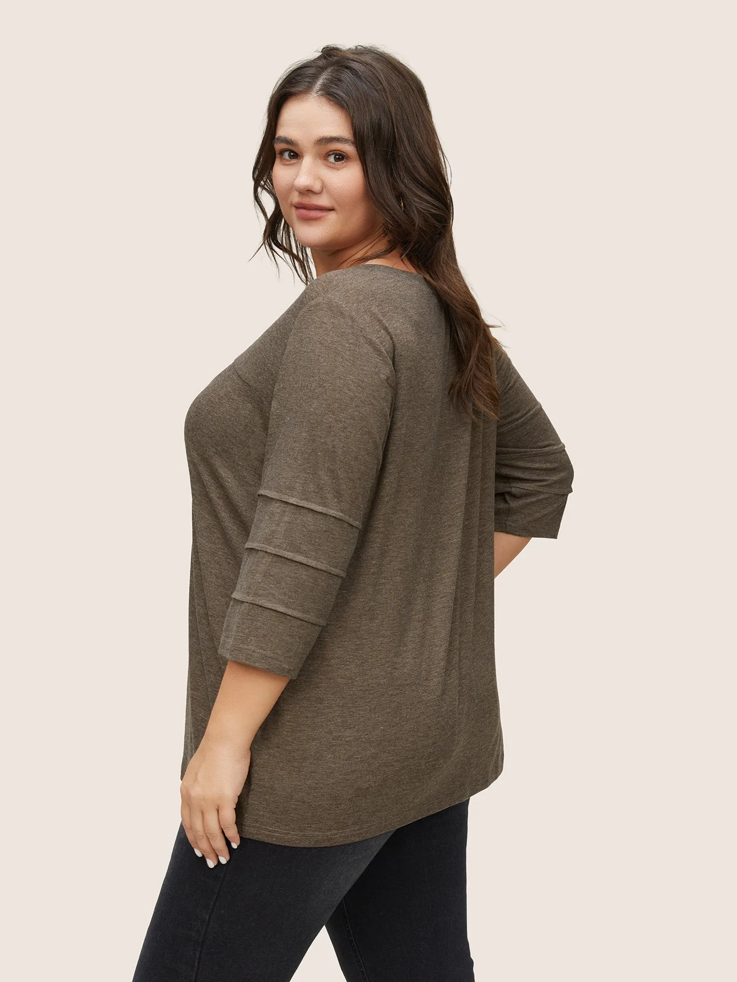 Solid Pleated Detail Round Neck T-shirt sold by Bloomchic product image thumbnail 2