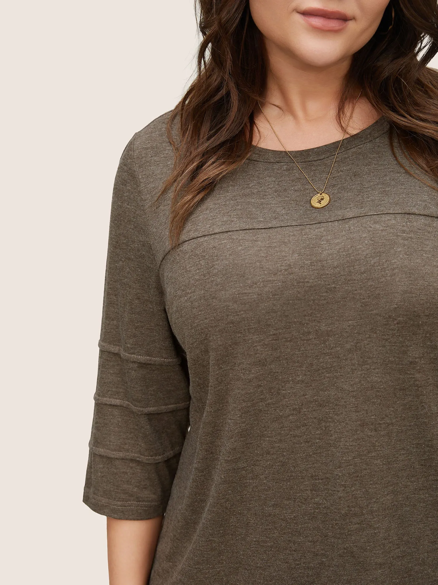 Solid Pleated Detail Round Neck T-shirt sold by Bloomchic product image thumbnail 3