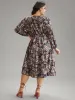 Floral Gathered Ruffle Layered Hem Dress sold by Bloomchic