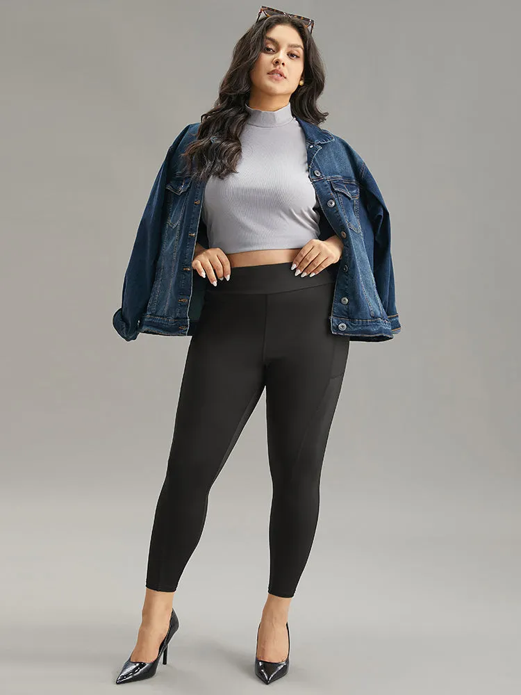 Plain Ruched Side Pocket Wideband Waist Leggings sold by Bloomchic product image thumbnail 4