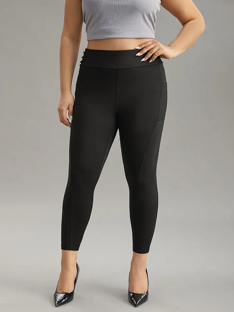 Plain Ruched Side Pocket Wideband Waist Leggings sold by Bloomchic product image thumbnail 3
